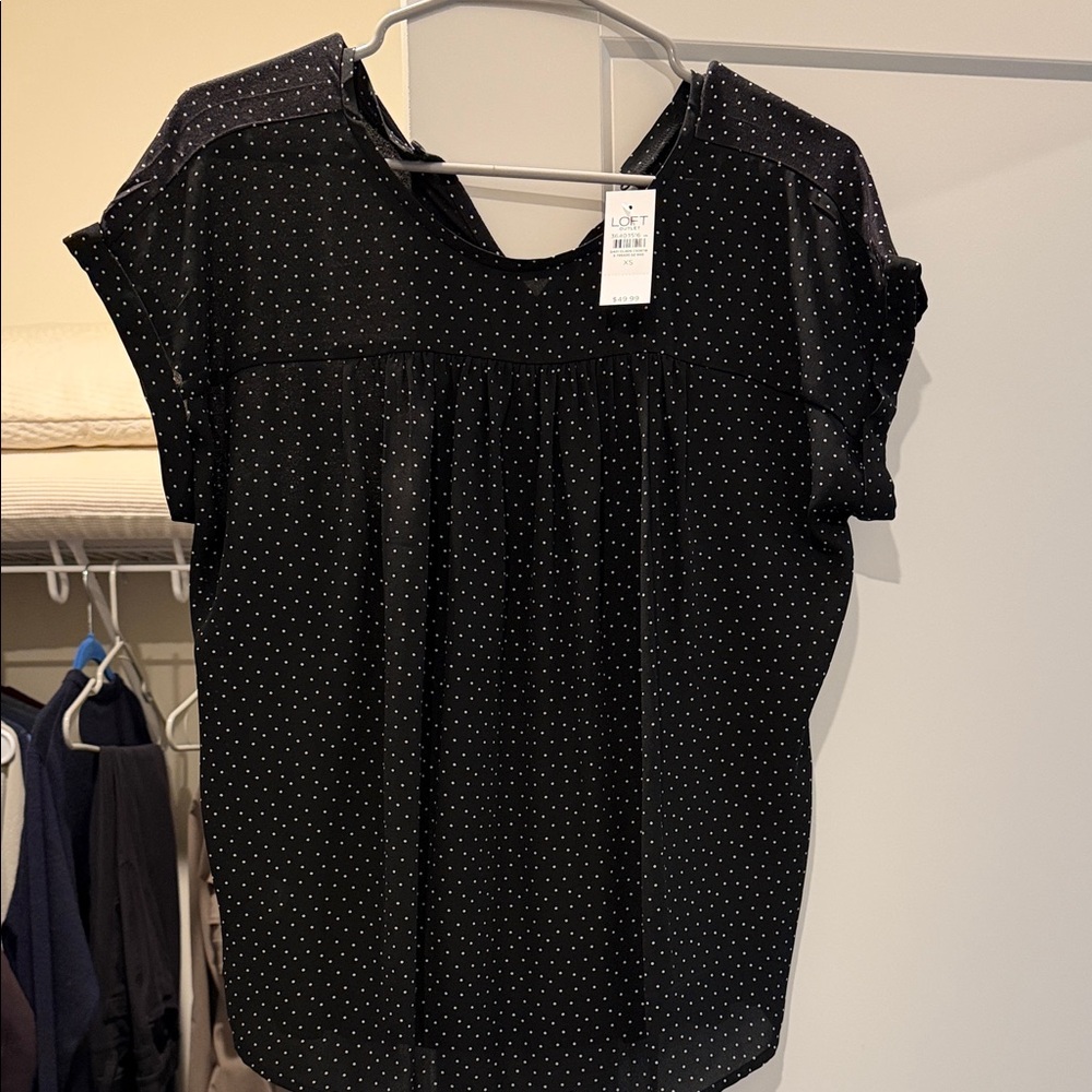 LOFT NWT Black and White Polka Dot Blouse Size XS